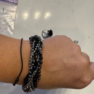 Elegant Black and Silver Beaded Bracelet